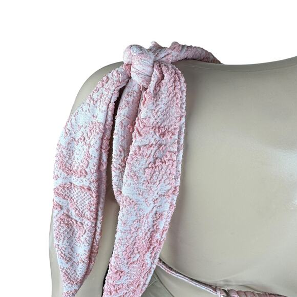 Tularosa Maryjane Rosy Python Pink Tie Shoulder Unpadded Bikini Top Swimwear XL - Picture 7 of 7